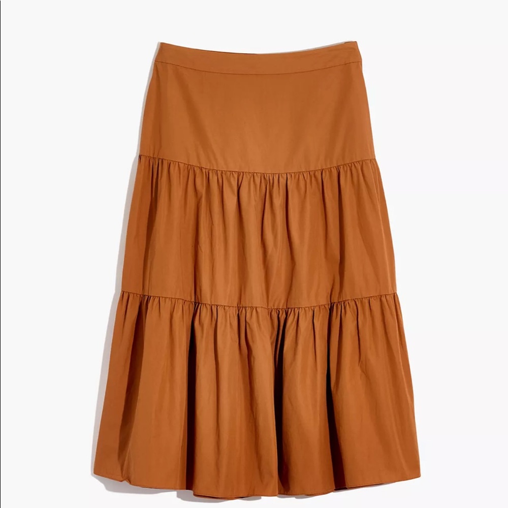 NWT Madewell Tiered Poplin Midi Skirt